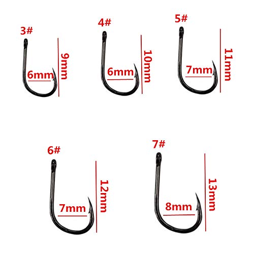 Small Fishing Hooks Set 10 Sizes 600pcs High Carbon Steel Fishing Hooks with a Plastic Box - color: 600pcs Black Hook