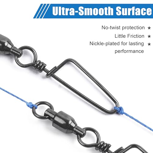 AGOOL Fishing Swivels Snaps Ball Bearing Swivels with Coastlock Snaps Stainless Steel Fishing Tackle Line Lure Leader Connector Quick Change Terminal Tackle for Lures, Leaders and Rigs - size: Size 8+8(350lb)