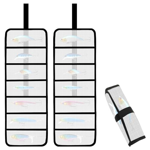 2pcs Roll Up Fishing Lure Wraps Set - Durable 6 Pocket Protective Cover, Saltwater & Freshwater Hook Covers, Trolling Lure Fabric Protector Tackle Box Organizer for Fishing Tackle Storage