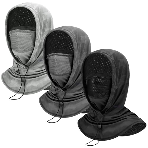 YANIKY Summer Cooling Balaclava with Breathable Holes, Sun UV Protection Face Mask for Running, Cycling, Fishing, Men & Women - color: gray Tones Set (Black/Dark Gray/Light Gray)
