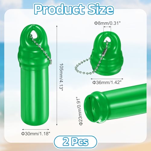 uxcell Floating Keychain, Float Key Ring Holder with Waterproof Container, Float Key Pendant for Fishing - color: Green