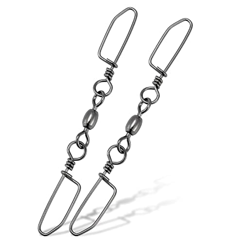Dr.Fish 20 Pack Double Snap Swivels, High Strength Crane Barrel Swivels Coastlock Snaps Stainless Rust Resistant Saltwater Connector Trolling Planer Board Line Release Clips - size: #6*#1(Snap)-52LB