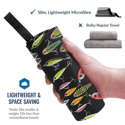 Fishing Lure Print Quick Dry Towel 16x31.5in Ultra-Absorbent Microfiber Towel for Travel, Gym, and Outdoor Adventures