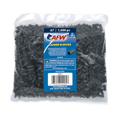 AFW Thin Wall Double Barrel Crimp Sleeves - Premium Fishing Copper Crimp Sleeve with Burr Free Black Finish, Enhanced Flexibility - Durable and Lightweight - Retail & Bulk Pack Available - color: Black, style: #7/.106" - 1,000 pc