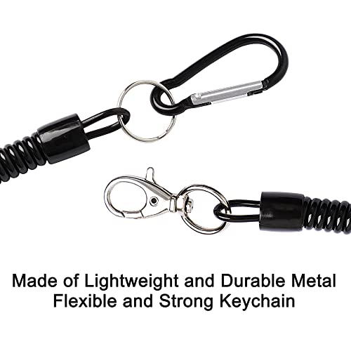 uxcell Spiral Fishing Lanyard, Retractable Safety Coiled Cord Lanyard with Lobster Clasp, Elastic Spring Coil Rope Strap Leash for Fishing, Climbing, Boating, Pliers Tool, 1 Pcs