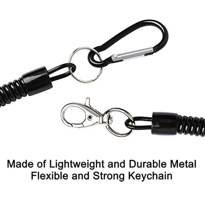 uxcell Spiral Fishing Lanyard, Retractable Safety Coiled Cord Lanyard with Lobster Clasp, Elastic Spring Coil Rope Strap Leash for Fishing, Climbing, Boating, Pliers Tool, 1 Pcs