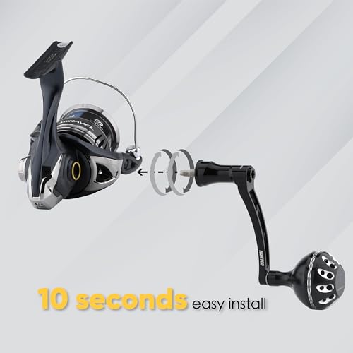 GOMEXUS Power Handle for Shimano Stradic FL FM Stella Vanford Vanquish Nasci Twinpower 1000-5000 Spinning Reel Replacement Crank - color: Black Silver-CNC Version