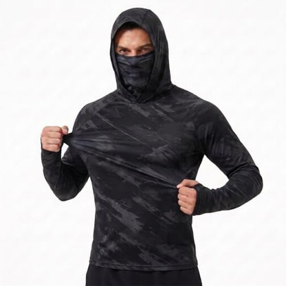 5 Pack Men's Camouflage Long Sleeve Hooded Shirt with Balaclava Face Mask,Sun Protection Fishing Hunting Rash Guard - color: 5color B Set, size: Medium