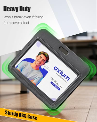 Uniclife 3 Pack Sliding ID Badge Holder Black Horizontal Hard Plastic Case with Clear Window Card Protector Pouch for Office School ID Credit Cards Proximity Key Cards Driver’s Licenses and Passes | Hard black sliding horizontal case with clear window pro