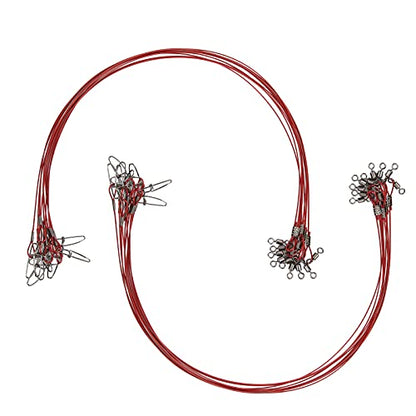 Anti Bite Fishing Line Steel Wire Leader with Rolling, Heavy Duty Fishing Wire Leash for Sea Enthusiasts - color: Red