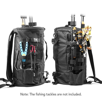 HURRISE Fishing Tackle Bag, Multifunctional Large Capacity Fishing Backpack Outdoor Travel Camping Fishing Rod Reel Tackle Bag Shoulder Bag Luggage Bag (Black) - color: Black