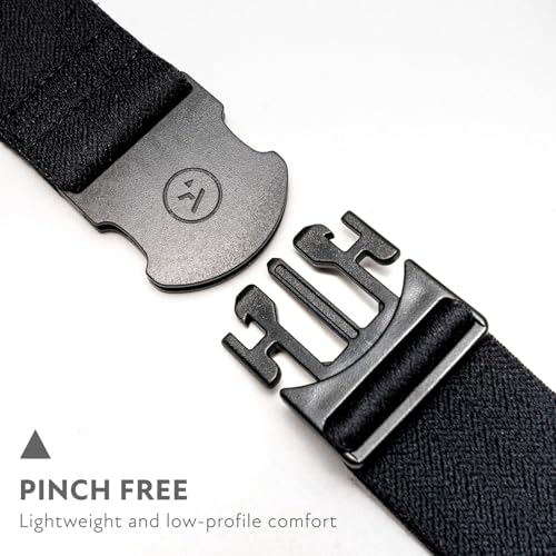 Arcade The Original Unisex Adventure Belt, Heavy Duty Elastic Webbing, Non-Metal Travel Friendly Buckle - color: Midnighter - Black, size: Standard (Up to 40"); 1.5" Wide