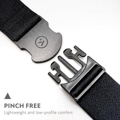 Arcade The Original Unisex Adventure Belt, Heavy Duty Elastic Webbing, Non-Metal Travel Friendly Buckle - color: Midnighter - Black, size: Standard (Up to 40"); 1.5" Wide