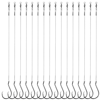 Circle Hooks Rigs, 15pcs Fishing Leader Rigs with Steel Leader Wire and Circle Hooks 1/0 2/0 3/0 4/0 5/0 6/0 7/0 8/0 9/0 10/0 for Bass, Catfish Fishing - size: 5/0