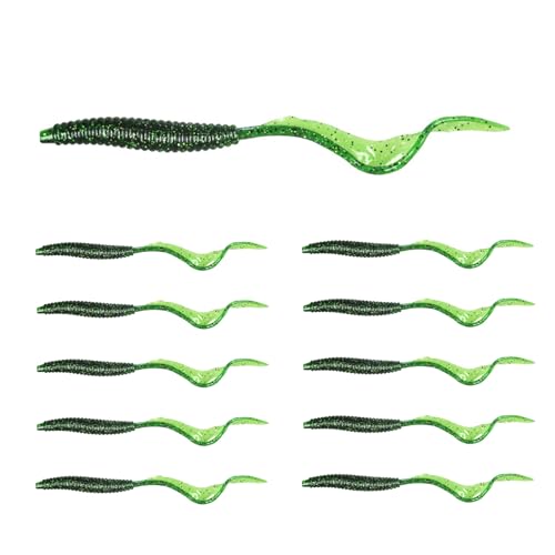 Eupheng Twist Tail Swimbait Fishing Lure, 2.3in/2.7in/4in/5.5in 100PCS Grub Saltwater Fishing Soft Bait Trailer for Bass Crappie Fishing - size: 5.5in(14cm)-10PCS-Neon Yellow