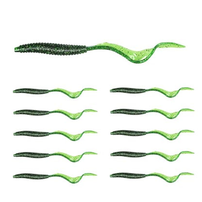 Eupheng Twist Tail Swimbait Fishing Lure, 2.3in/2.7in/4in/5.5in 100PCS Grub Saltwater Fishing Soft Bait Trailer for Bass Crappie Fishing - size: 5.5in(14cm)-10PCS-Neon Yellow