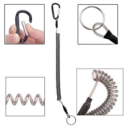 Fishing Lanyard Heavy Duty Retractable Coiled Tether with Carabiner for Pliers, Boating, Tools - color: 12pcs+multicolor