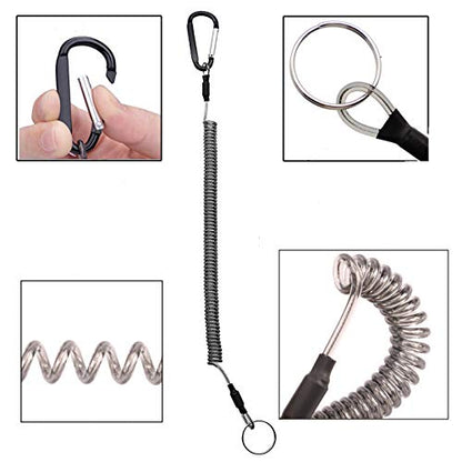 Fishing Lanyard Heavy Duty Retractable Coiled Tether with Carabiner for Pliers, Boating, Tools - color: 12pcs+multicolor