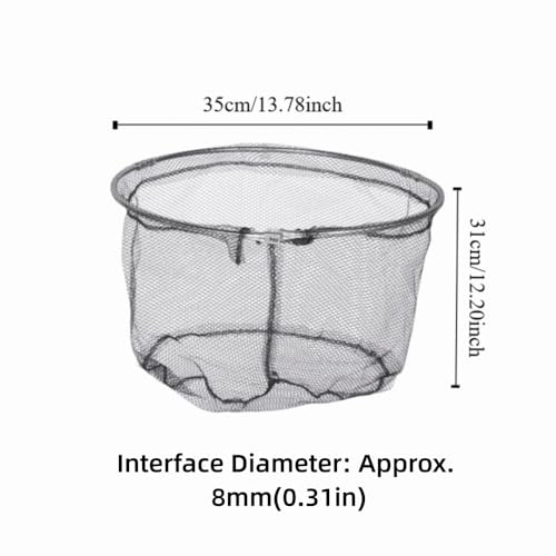 Steel Fishing Net – Foldable & Lightweight Landing Net with Detachable Head, Portable for Catching Fish, Shrimp, Crab (Black, 8mm Interface)‌