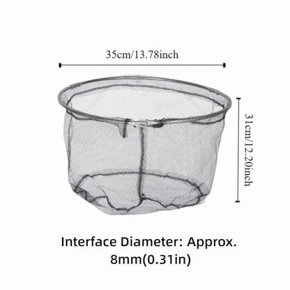 Steel Fishing Net – Foldable & Lightweight Landing Net with Detachable Head, Portable for Catching Fish, Shrimp, Crab (Black, 8mm Interface)‌