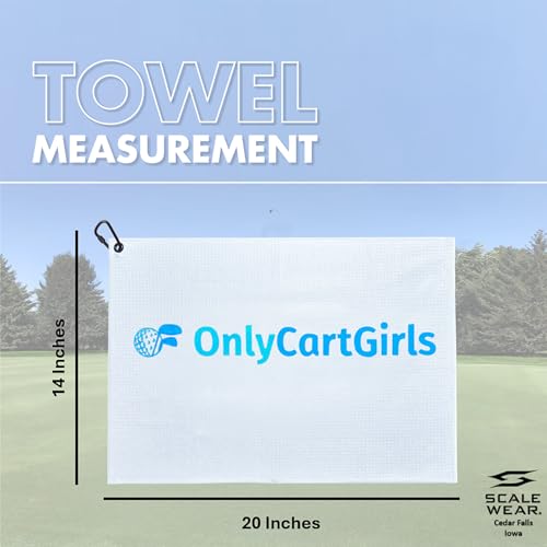 OnlyGolf Funny Microfiber Golf Towel – Large 14" x 20" Clip for Golf Bags Clubs Balls Perfect Golf Gag Gift Enthusiasts Waffle Men Premium Carabiner (White OnlyCartGirls) - color: White Onlycartgirls