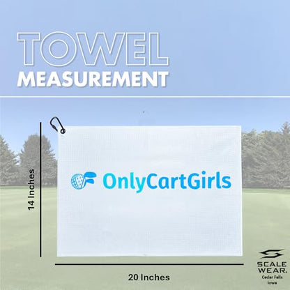 OnlyGolf Funny Microfiber Golf Towel – Large 14" x 20" Clip for Golf Bags Clubs Balls Perfect Golf Gag Gift Enthusiasts Waffle Men Premium Carabiner (White OnlyCartGirls) - color: White Onlycartgirls