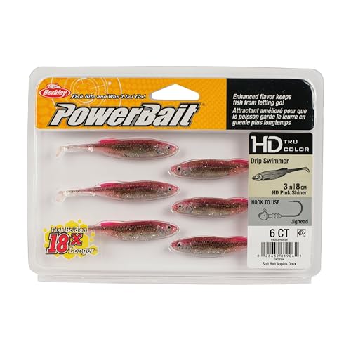 Berkley PowerBait Drip Swimmer Fishing Soft Bait - color: HD Pink Shiner, size: 3"