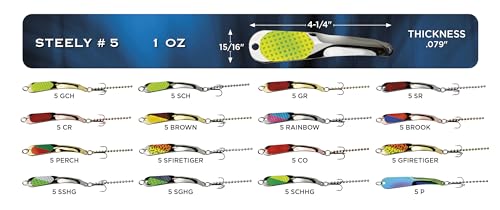 IRON DECOY Steely Fishing Lure Spoon, Casting, Trolling, Jigging, Ice, Lake, River, Stream, Freshwater, Trout, Bass, Walleye, Salmon, Crappie, Pike - color: Gold Chartreuse, size: 1 OZ