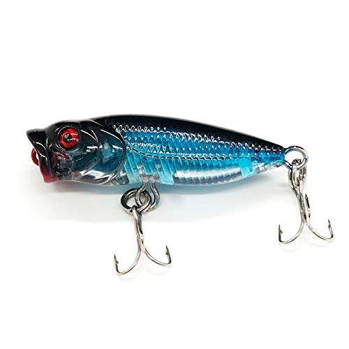 Seasky Fishing Plug Lures Micro Popper Topwater Trout Attack in Freshwater - color: Blue black