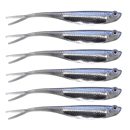 QualyQualy Soft Swimbait Fishing Lures 5PCS 6PCS Jerk Shad Minnow Drop Shot Lure Bass Bait Shad Lure Soft Jerkbait for Bass Trout Pike Walleye Crappie 2.95'' 3.93'' 4.72'' - color: A-1#, size: 4.72" - 5Pcs