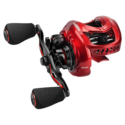 KastKing MegaJaws Elite Baitcasting Fishing Reel, New AutoMag Dual Braking System, Only 6.7oz, 17.64 LBs Carbon Fiber Drag, 11+1 Shielded BB, High Speed 5.4:1 to 9.1:1 Gear Ratios - size: Right - 9.1:1, style: Megajaws Elite