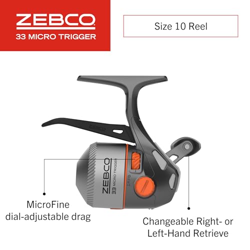 Zebco 33 Micro Trigger Spincast Reel and Fishing Rod Combo, 6-Foot 6-Inch 2-Piece Telescopic Rod, Ultra-Lt Power, Mod Action, Size 10 Reel, 4.3:1 Gear Ratio, 23-Piece Mr. Crappie Tackle Kit, Silver