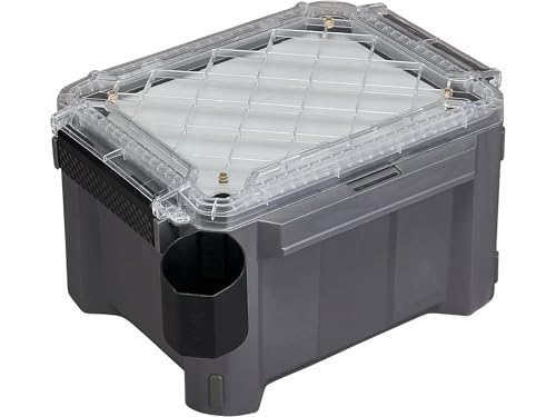 Plano GoNow 30L Camp Kit, Waterproof Field Box System with Cutting Board, Cup Holders, Clear Lid Organizer, Modular Camping Gear Storage, Charcoal - color: Charcoal - XL, style: Utility Box