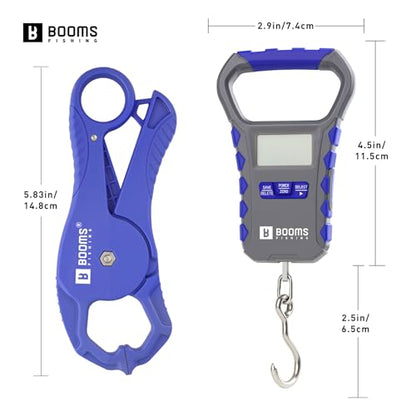 Booms Fishing Scale with Fish Gripper: Digital Fish Scale and Lip Gripper Combo - Fish Weigher with 65lbs/30kg Capacity, USB Charging, LCD Display, Memory Storage - Fishing Tools for Men, XW50 - size: WIth fish gripper