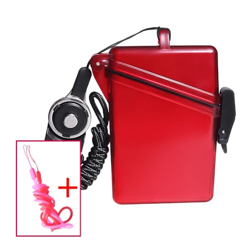 2pcs Sport Waterproof ID Card Badge Holder Case with Lanyard Cover Multiple Credit Cards, Registration, ins Card Heavy Duty Durable Locker Dry Box (Red) - color: Red