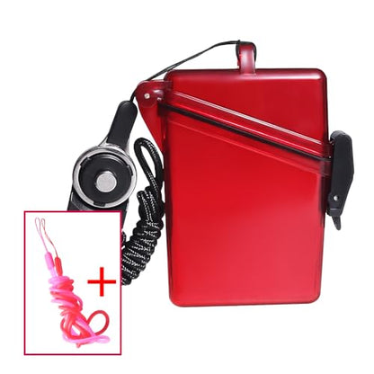 2pcs Sport Waterproof ID Card Badge Holder Case with Lanyard Cover Multiple Credit Cards, Registration, ins Card Heavy Duty Durable Locker Dry Box (Red) - color: Red