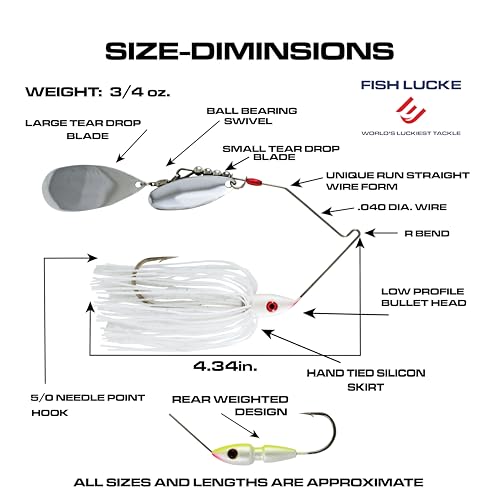 Hydra-Vibe Spinner Bait with Custom Blades - color: White, size: 3/4 OZ