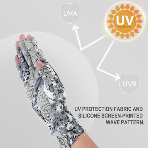 Palmyth UV Protection Fishing Fingerless Gloves UPF50+ Sun Gloves Men Women for Kayaking, Hiking, Paddling, Driving, Canoeing, Rowing - color: Ashen, size: Medium