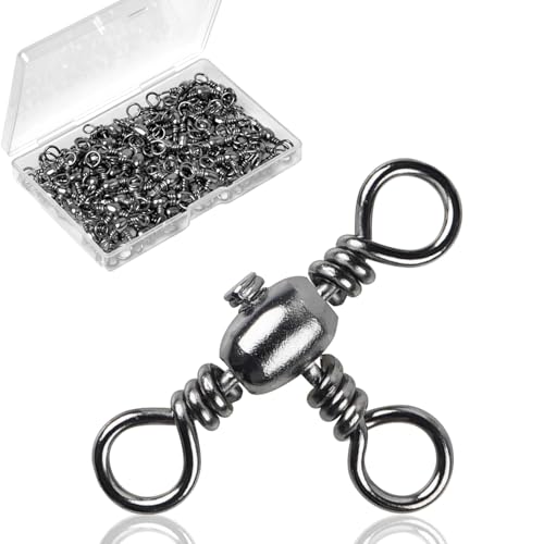 3 Way Swivels Fishing Tackle,60pcs Crossline T-Shape Three Way Barrel Swivels for Catfish Rig Surf Rigs Lure Tackle Connectors Saltwater Freshwater - size: 8#_44lb_60pcs
