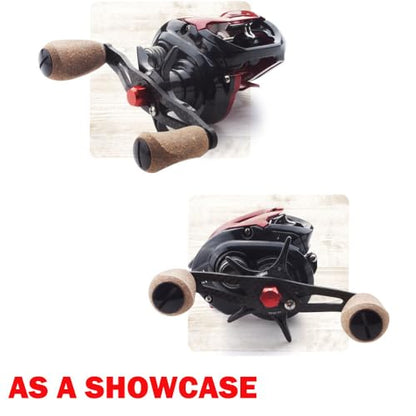 Reel Handle Knob Compatible with Abu Shimano Daiwa Soft Rubber Cork Wood Spinning Baitcasting - color: Red