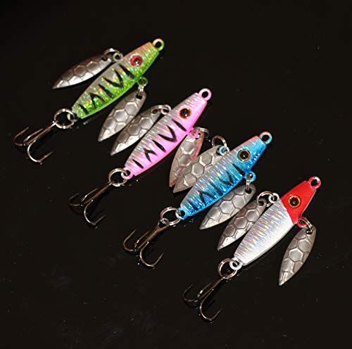 Ice Fishing Jigs with Treble Hooks Lead Jig Hooks Winter Metal Lures - color: 2.09inch/0.25oz-4pcs