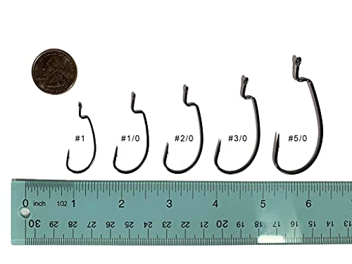 Angler's Grotto EWG Offset Shank Worm Hook | 15/25 Count Per Pack | Freshwater Saltwater Fishing Hooks | High Carbon Steel Extra Strength | Size #1#1/0#2/0#3/0#4/0#5/0 - size: Size #1, 25 Count