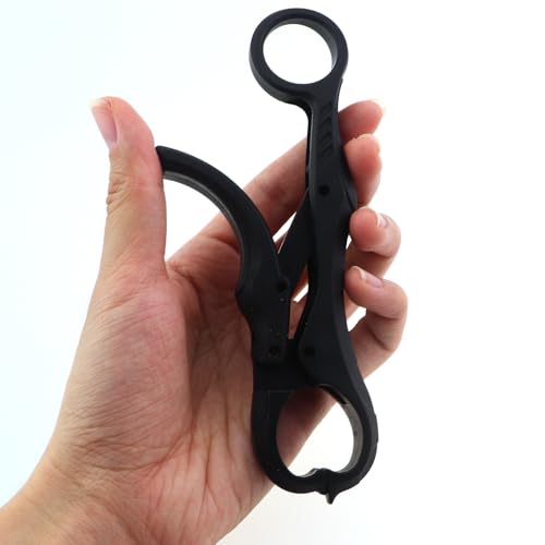 2PCS Fish Lip Gripper with Digital Scale Hook Non Puncture Replacement Clamp Lure Fishing Control Pliers Bass Fishing Tournament System Accessories Competitive Fishing Tool Black