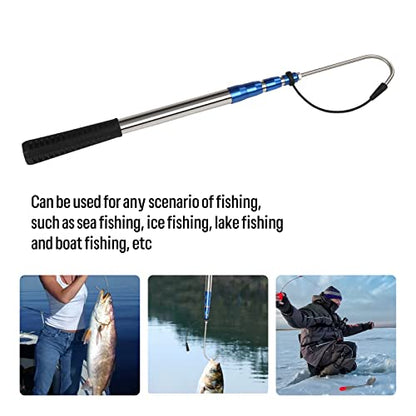 KOMCLUB Telescopic Fishing Gaff with Super Sharp Spear Hook Lightweight Hand Fish Gaff for Freshwater Saltwater Fishing - color: Blue