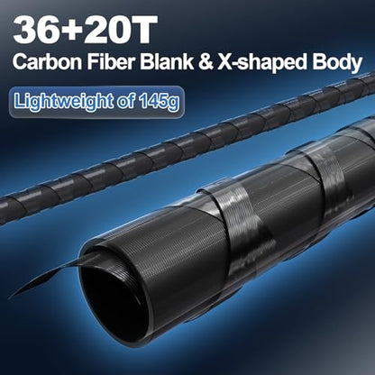 SEASIR Overcast Saltwater Fishing Rod, 2 Piece M/MH, Carbon Fiber | Freshwater Spinning Rod 6'6/7'6/8'/8'6, 36T Carbon Fiber, Fuji O, Bass Catfish Trout Rod - style: S662/1.98m-medium