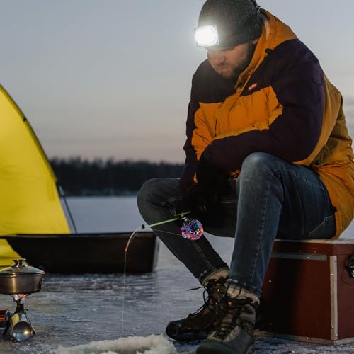 Alwonder Ice Fishing Reel Dazzling Color, CNC-Machined Aluminum Ultra-Lightweight and Durable Inline Ice Fishing Reel, Smooth Right Hand Ice Reels Fishing Gear - size: Size L