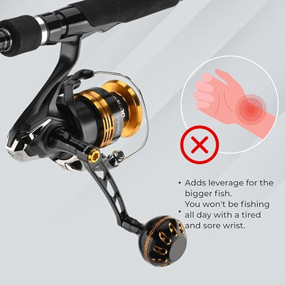 GOMEXUS Power Handle for Shimano Stradic FL FM Stella Vanford Vanquish Nasci Twinpower 1000-5000 Spinning Reel Replacement Crank - color: Black Red-CNC Version