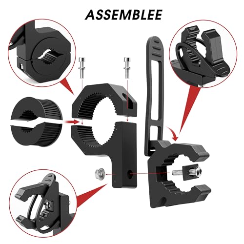 Quick Release Boat Hook Holders Roll Cage Clamp Mount Kit, 1/1.5/1.75 Inch Rubber Clamp Holder for Boat ATV UTV,Secure Mount for Shovel, Fishing Rod, Tools & Off-Road Equipment