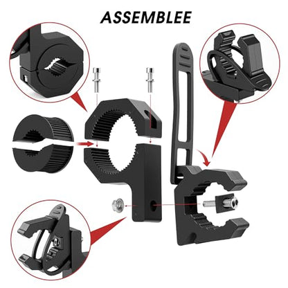 Quick Release Boat Hook Holders Roll Cage Clamp Mount Kit, 1/1.5/1.75 Inch Rubber Clamp Holder for Boat ATV UTV,Secure Mount for Shovel, Fishing Rod, Tools & Off-Road Equipment