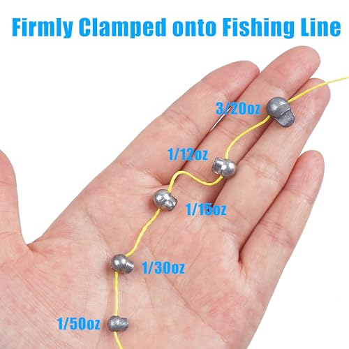 Split Shot Sinker Fishing Weights, 120pcs Removable Round Split Shot Fishing Line Sinkers Clip On Weights for Freshwater Saltwater Fishing - size: Mix Sizes 135pcs